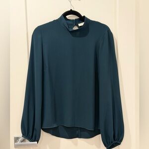 EUC Forest Green Babaton Blouse | Mock Neck